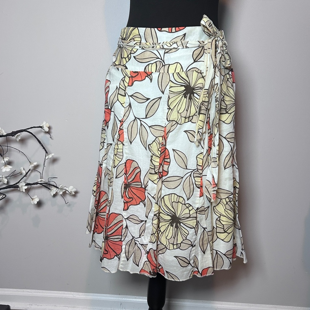 Floral Wrap Skirt Boho Cottagecore Midi Skirt Tie Waist Apt 9 Size 8